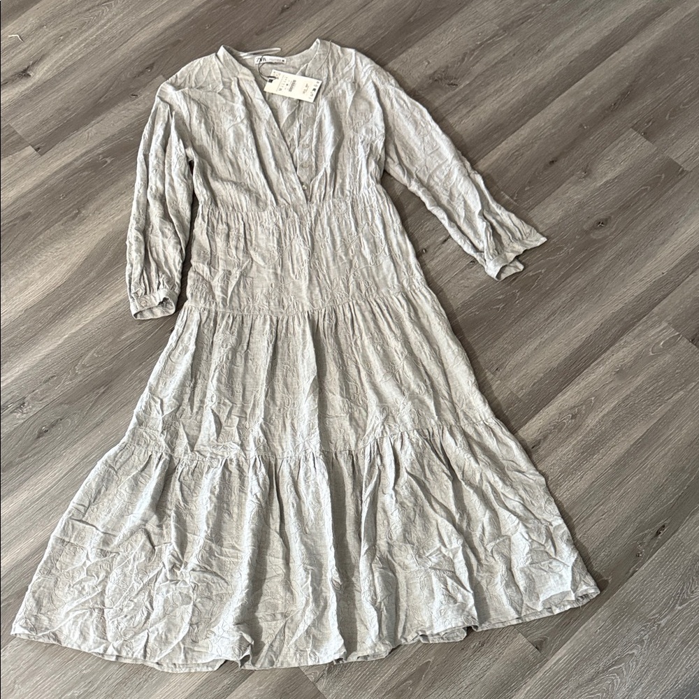 Zara Light Gray Long Sleeve Dress